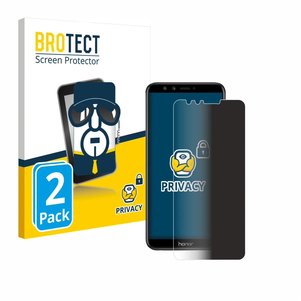 Parte frontale di una confezione del prodotto con il logo del marchio BROTECT. Accanto è raffigurato il dispositivo Honor 9 Li