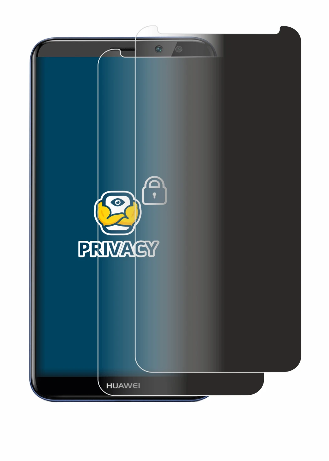 Immagine del dispositivo Huawei Nova 2i con un'ampia varietà di protezioni per lo schermo.