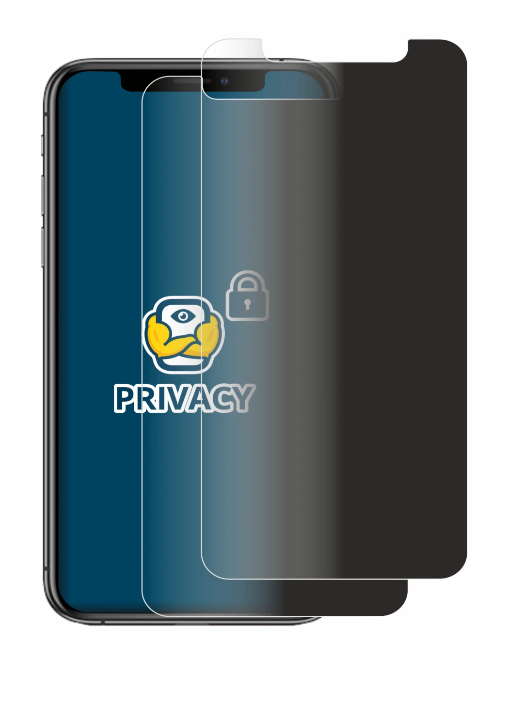 Immagine del dispositivo Apple iPhone Xs con un'ampia varietà di protezioni per lo schermo.