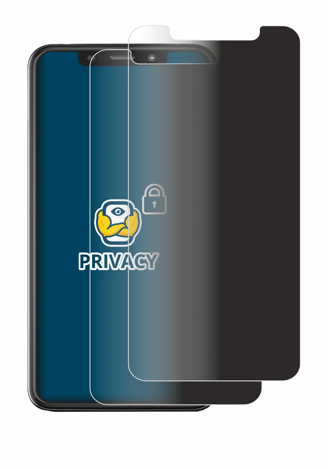 Immagine del dispositivo Motorola One con un'ampia varietà di protezioni per lo schermo.