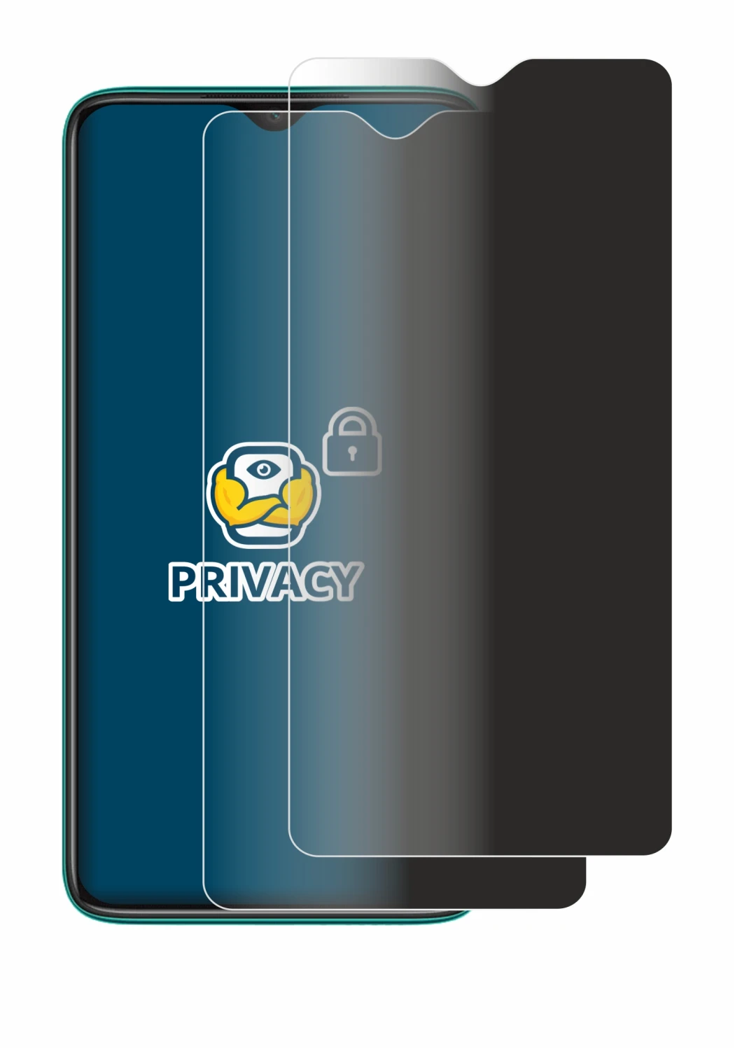 Immagine del dispositivo Xiaomi Redmi Note 8 Pro con un'ampia varietà di protezioni per lo schermo.