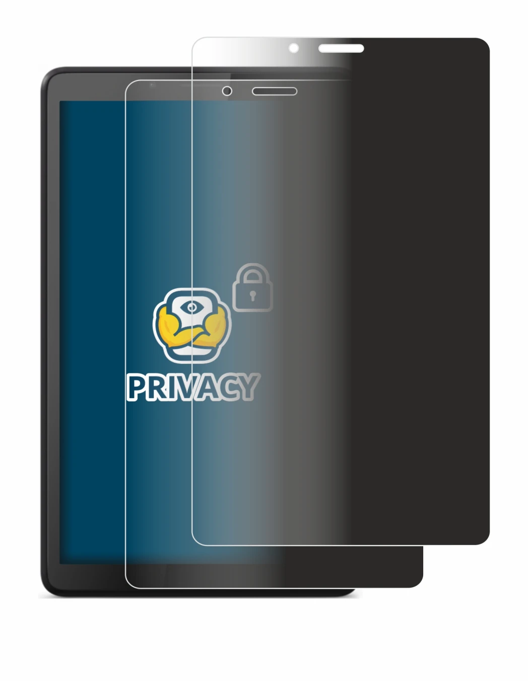 Immagine del dispositivo Lenovo Tab M7 con un'ampia varietà di protezioni per lo schermo.