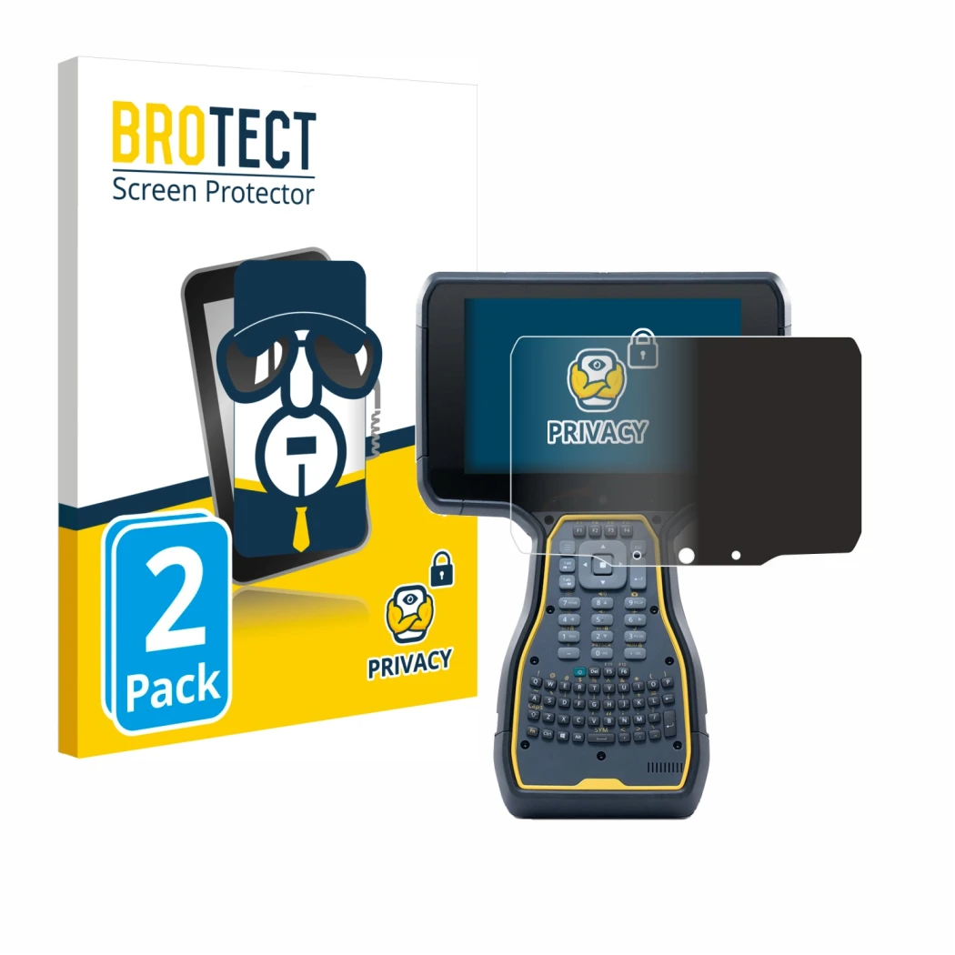 Parte frontale di una confezione del prodotto con il logo del marchio BROTECT. Accanto è raffigurato il dispositivo Trimble TS