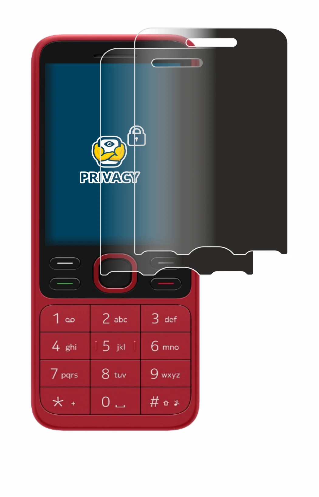 Immagine del dispositivo Nokia 150 2020 con un'ampia varietà di protezioni per lo schermo.