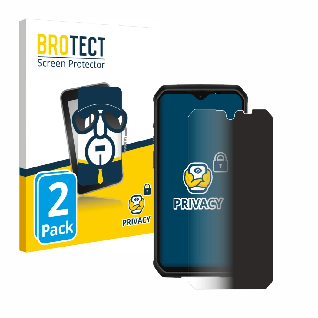 Parte frontale di una confezione del prodotto con il logo del marchio BROTECT. Accanto è raffigurato il dispositivo Ulefone Ar