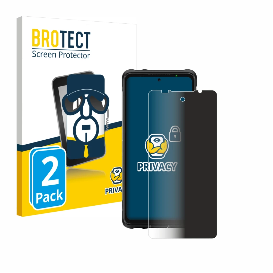 Parte frontale di una confezione del prodotto con il logo del marchio BROTECT. Accanto è raffigurato il dispositivo Ulefone Ar