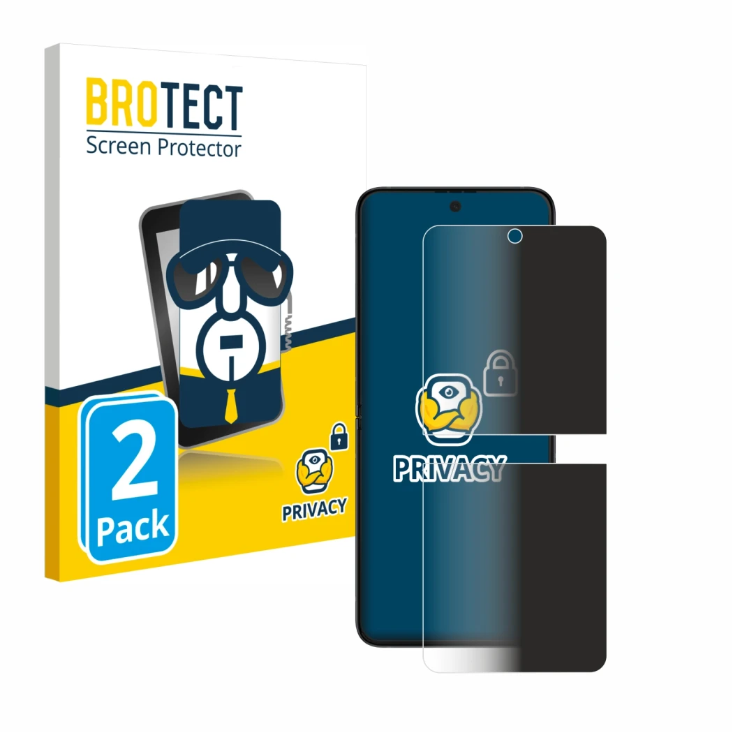 Parte frontale di una confezione del prodotto con il logo del marchio BROTECT. Accanto è raffigurato il dispositivo Samsung Ga