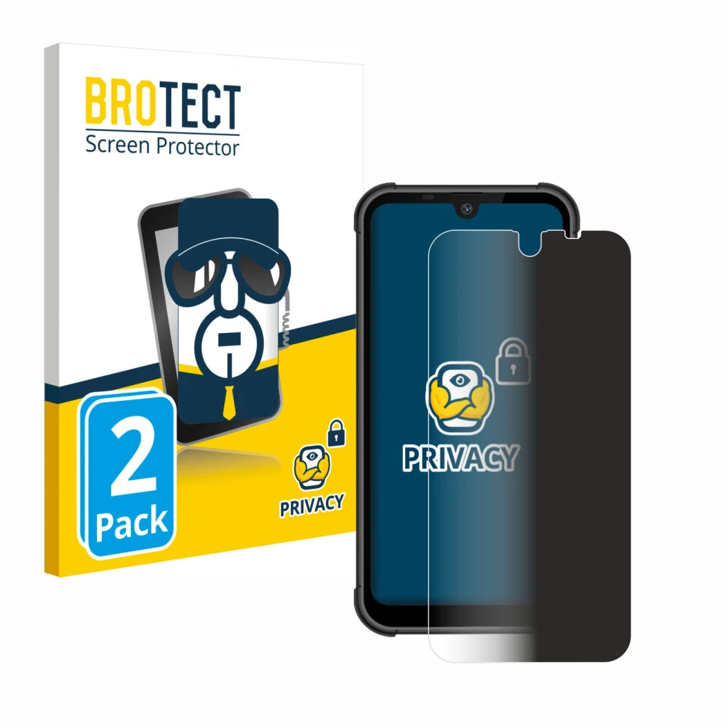 Parte frontale di una confezione del prodotto con il logo del marchio BROTECT. Accanto è raffigurato il dispositivo Beafon MX1