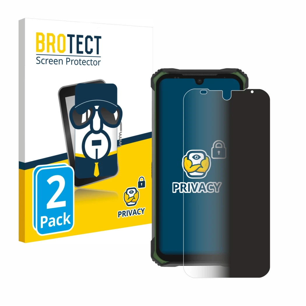 Parte frontale di una confezione del prodotto con il logo del marchio BROTECT. Accanto è raffigurato il dispositivo Doogee S86