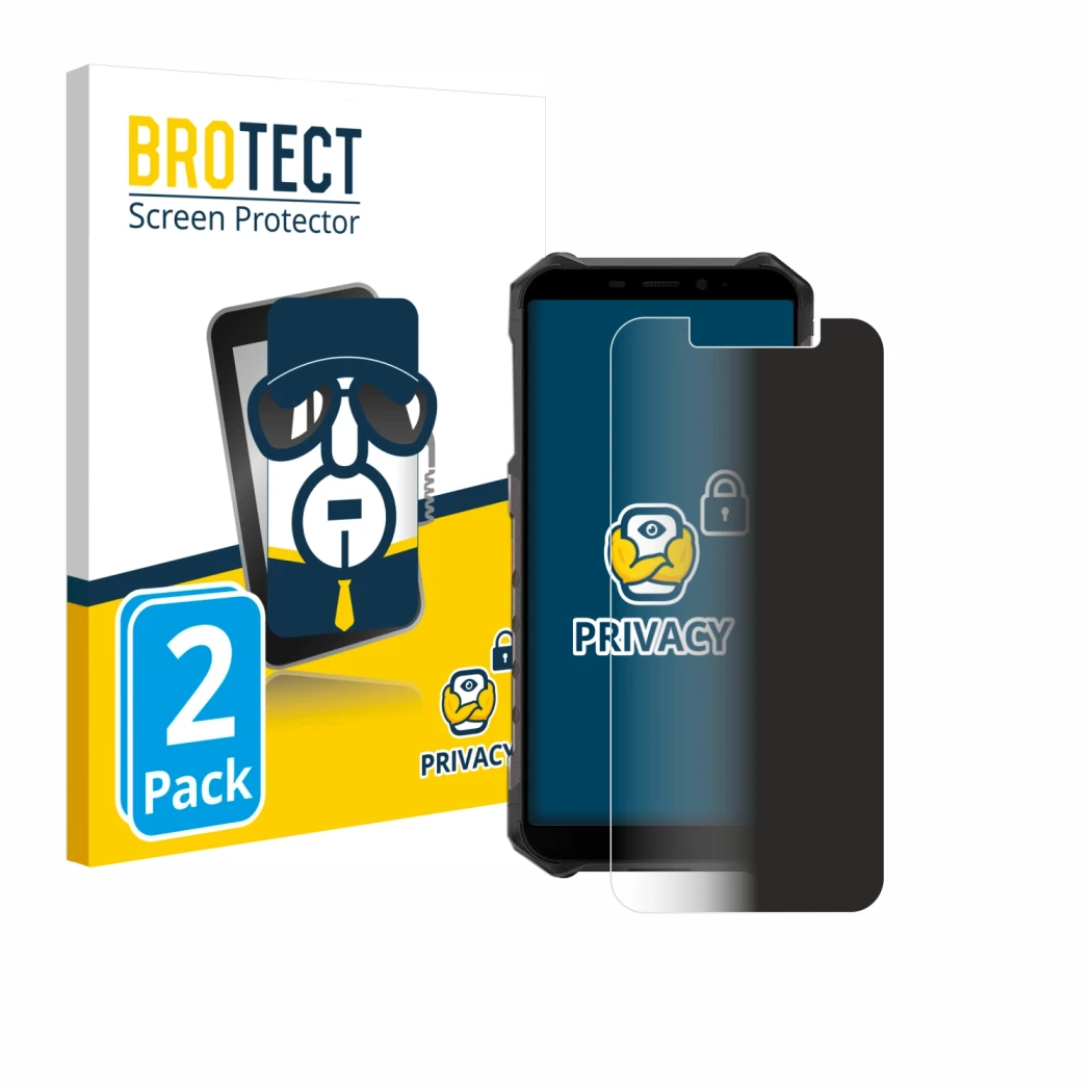 Parte frontale di una confezione del prodotto con il logo del marchio BROTECT. Accanto è raffigurato il dispositivo Ulefone Ar