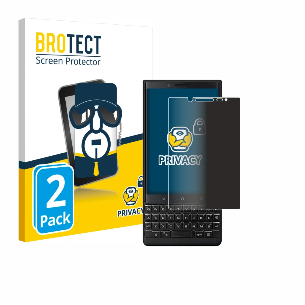 Parte frontale di una confezione del prodotto con il logo del marchio BROTECT. Accanto è raffigurato il dispositivo BlackBerry