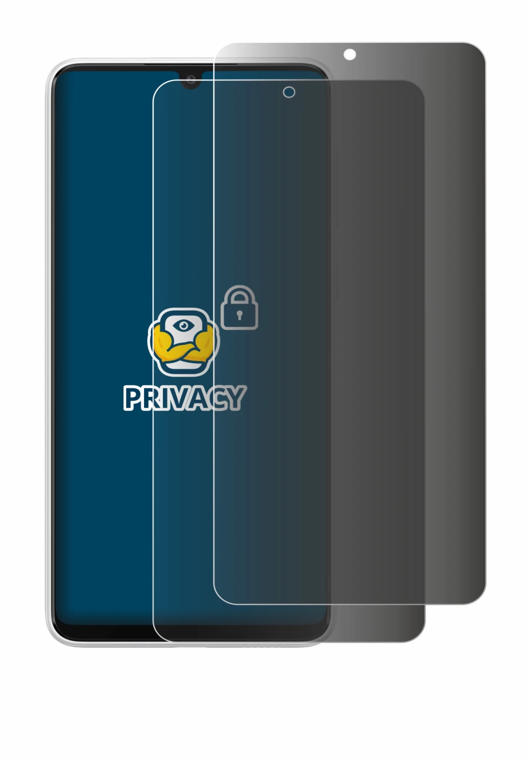 Immagine del dispositivo Samsung Galaxy A33 5G con un'ampia varietà di protezioni per lo schermo.