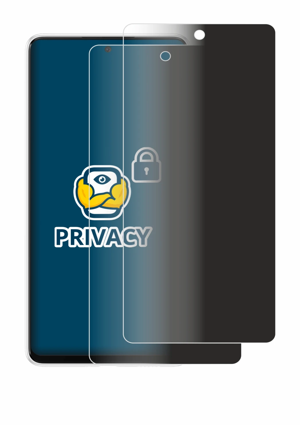 Immagine del dispositivo Samsung Galaxy A53 5G con un'ampia varietà di protezioni per lo schermo.