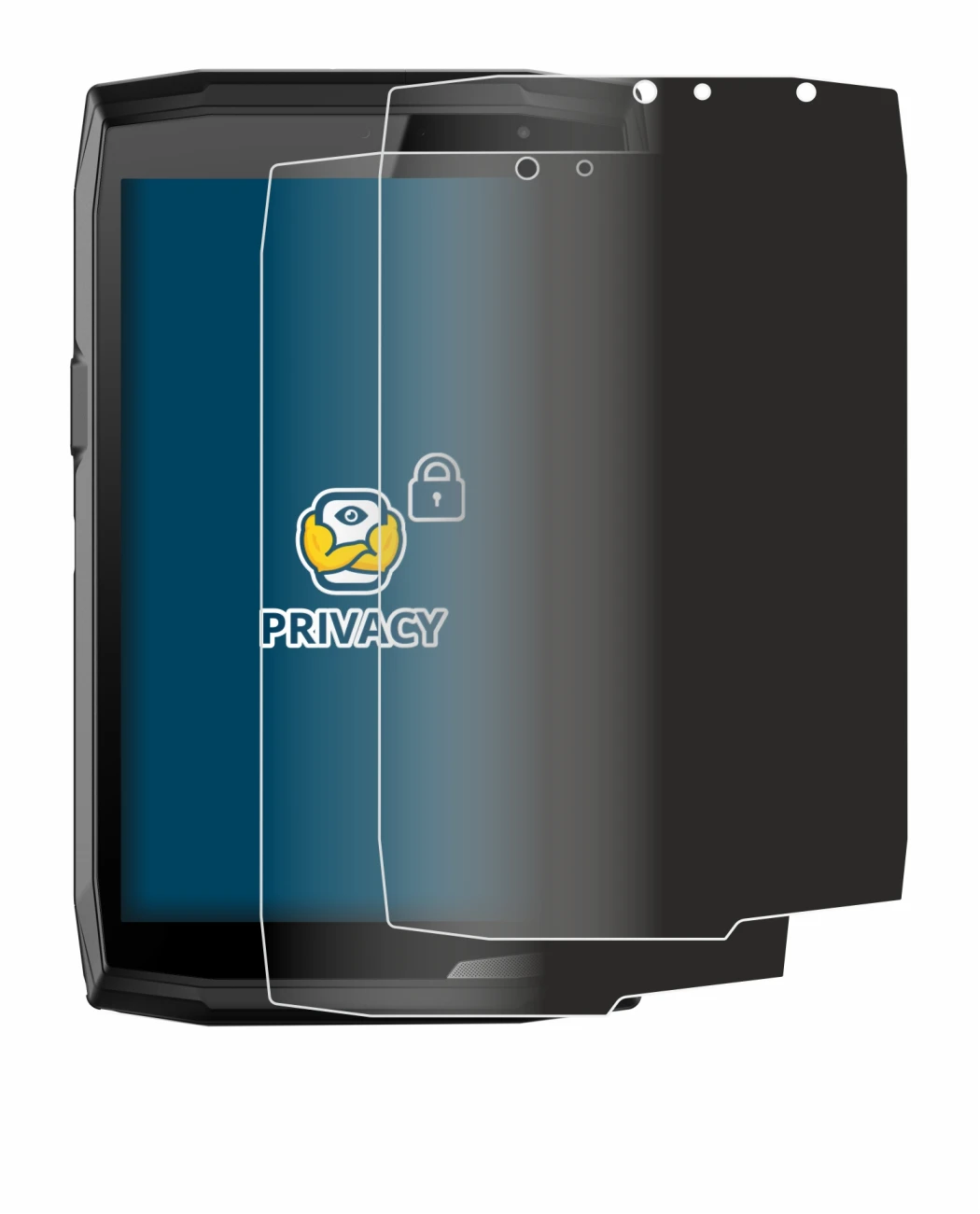 Immagine del dispositivo Crosscall Core T5 con un'ampia varietà di protezioni per lo schermo.
