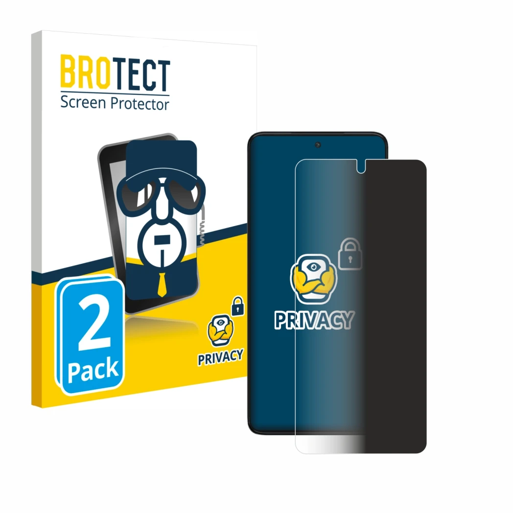 Parte frontale di una confezione del prodotto con il logo del marchio BROTECT. Accanto è raffigurato il dispositivo Motorola E
