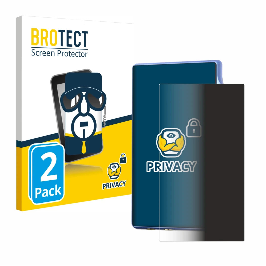Parte frontale di una confezione del prodotto con il logo del marchio BROTECT. Accanto è raffigurato il dispositivo iBasso DX1