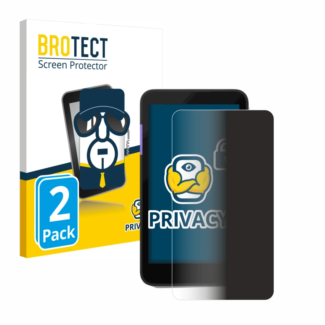 Parte frontale di una confezione del prodotto con il logo del marchio BROTECT. Accanto è raffigurato il dispositivo Zettle Ter