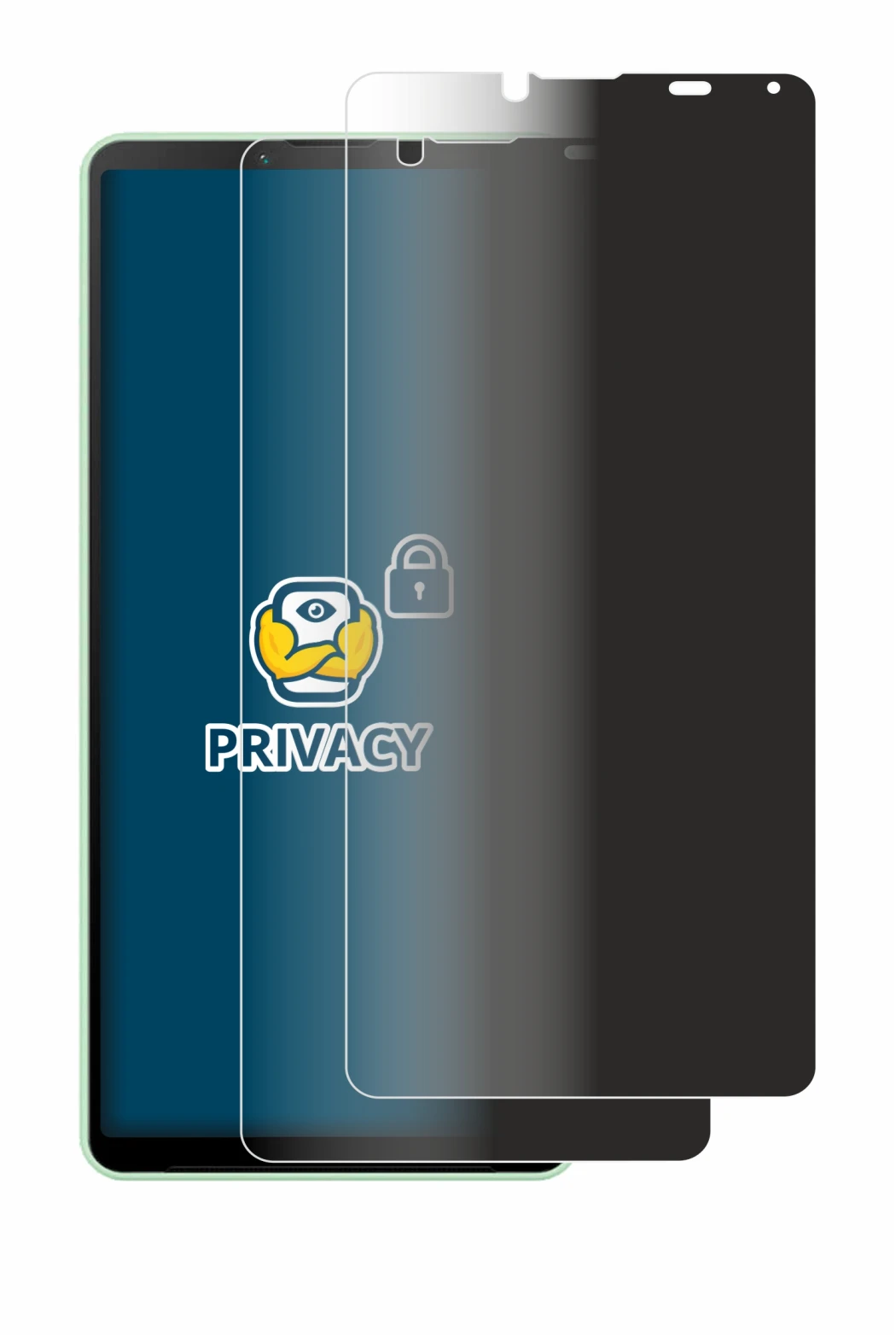 Immagine del dispositivo Sony Xperia 10 V con un'ampia varietà di protezioni per lo schermo.