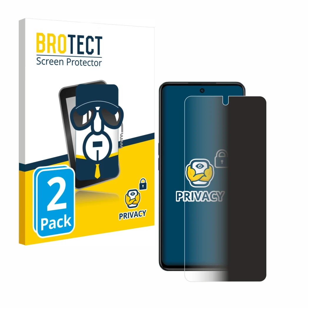 Parte frontale di una confezione del prodotto con il logo del marchio BROTECT. Accanto è raffigurato il dispositivo Oppo A98 5