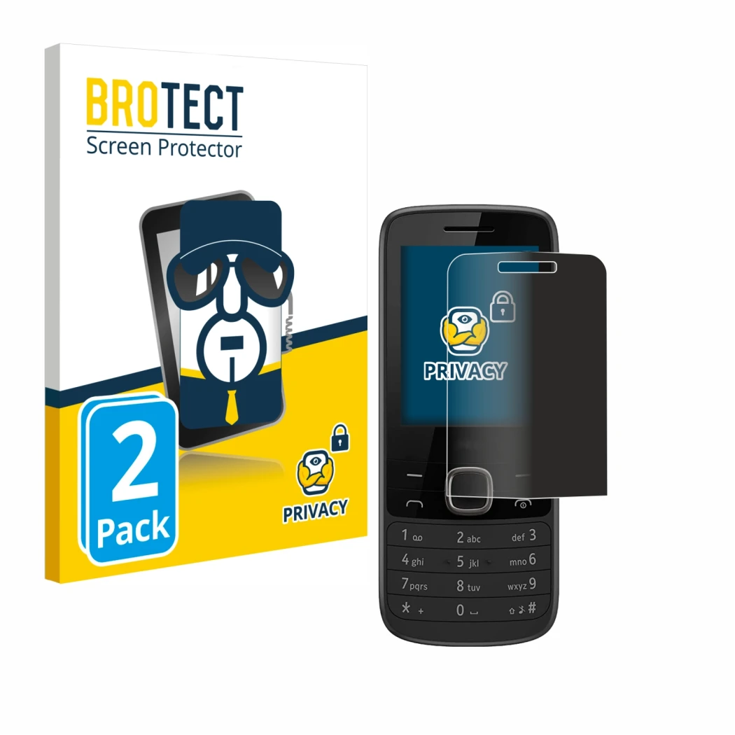 Parte frontale di una confezione del prodotto con il logo del marchio BROTECT. Accanto è raffigurato il dispositivo Nokia 225 