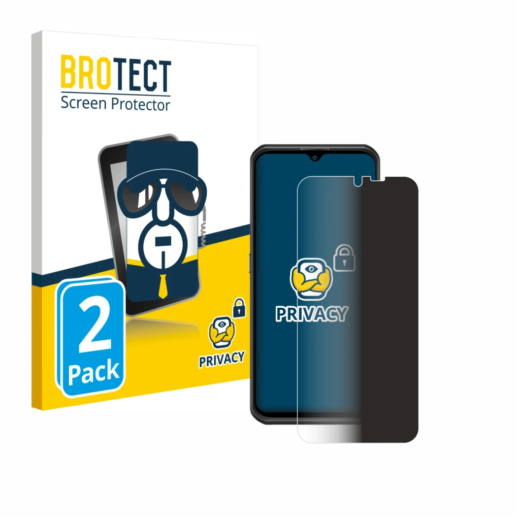 Parte frontale di una confezione del prodotto con il logo del marchio BROTECT. Accanto è raffigurato il dispositivo Ulefone Ar
