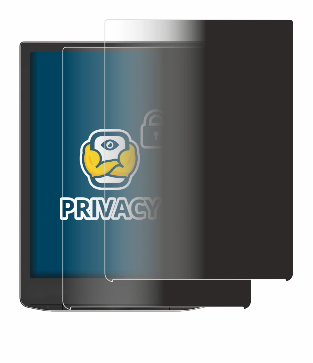 Immagine del dispositivo PocketBook InkPad 4 con un'ampia varietà di protezioni per lo schermo.