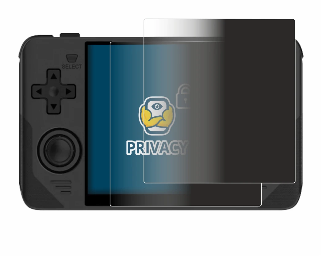 Immagine del dispositivo Powkiddy RGB30 con un'ampia varietà di protezioni per lo schermo.