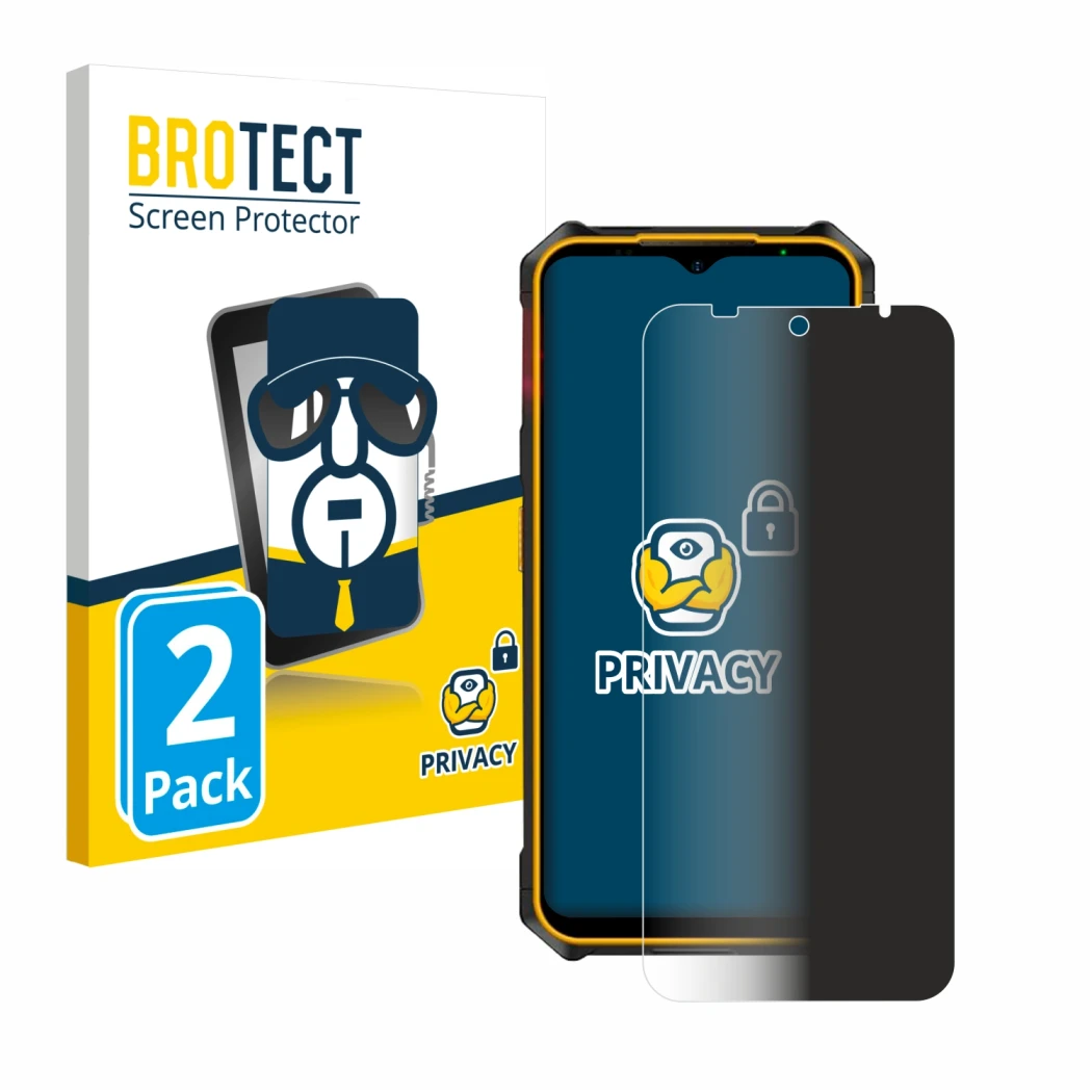 Parte frontale di una confezione del prodotto con il logo del marchio BROTECT. Accanto è raffigurato il dispositivo Ulefone Ar