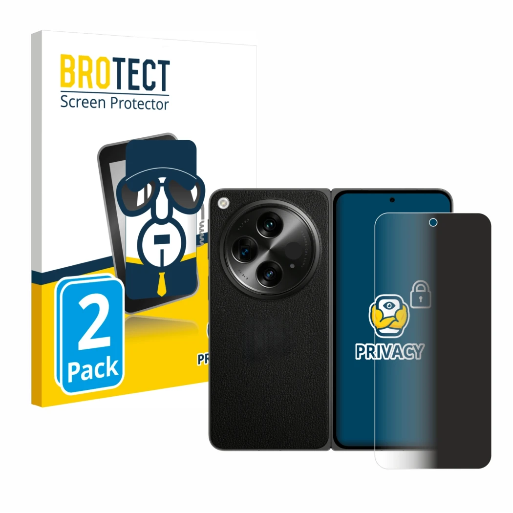 Parte frontale di una confezione del prodotto con il logo del marchio BROTECT. Accanto è raffigurato il dispositivo OnePlus Op