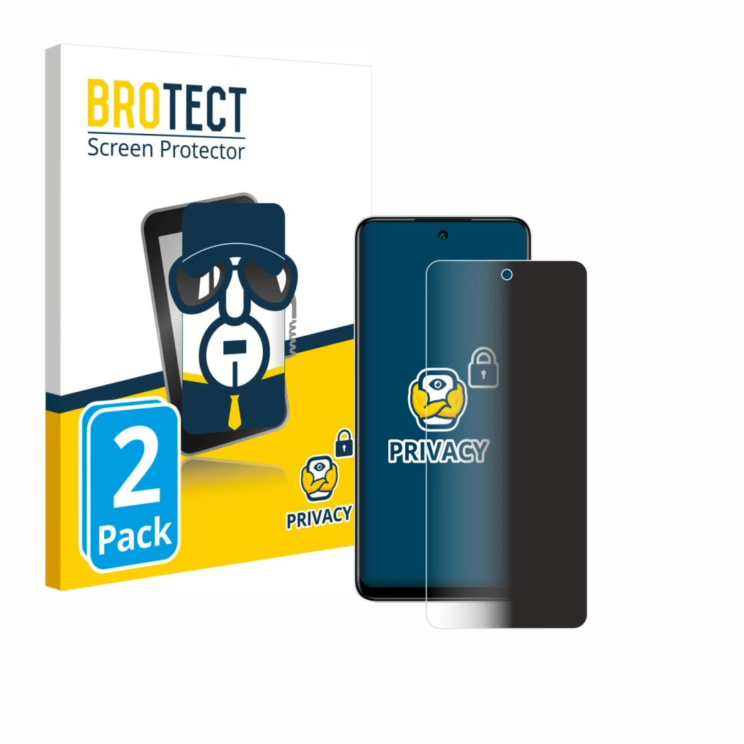 Parte frontale di una confezione del prodotto con il logo del marchio BROTECT. Accanto è raffigurato il dispositivo Infinix Sm