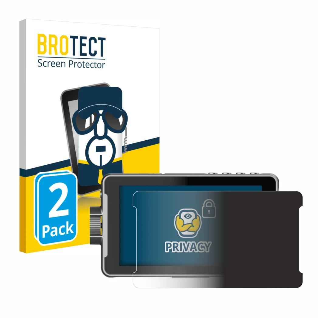 Parte frontale di una confezione del prodotto con il logo del marchio BROTECT. Accanto è raffigurato il dispositivo Viltrox DC