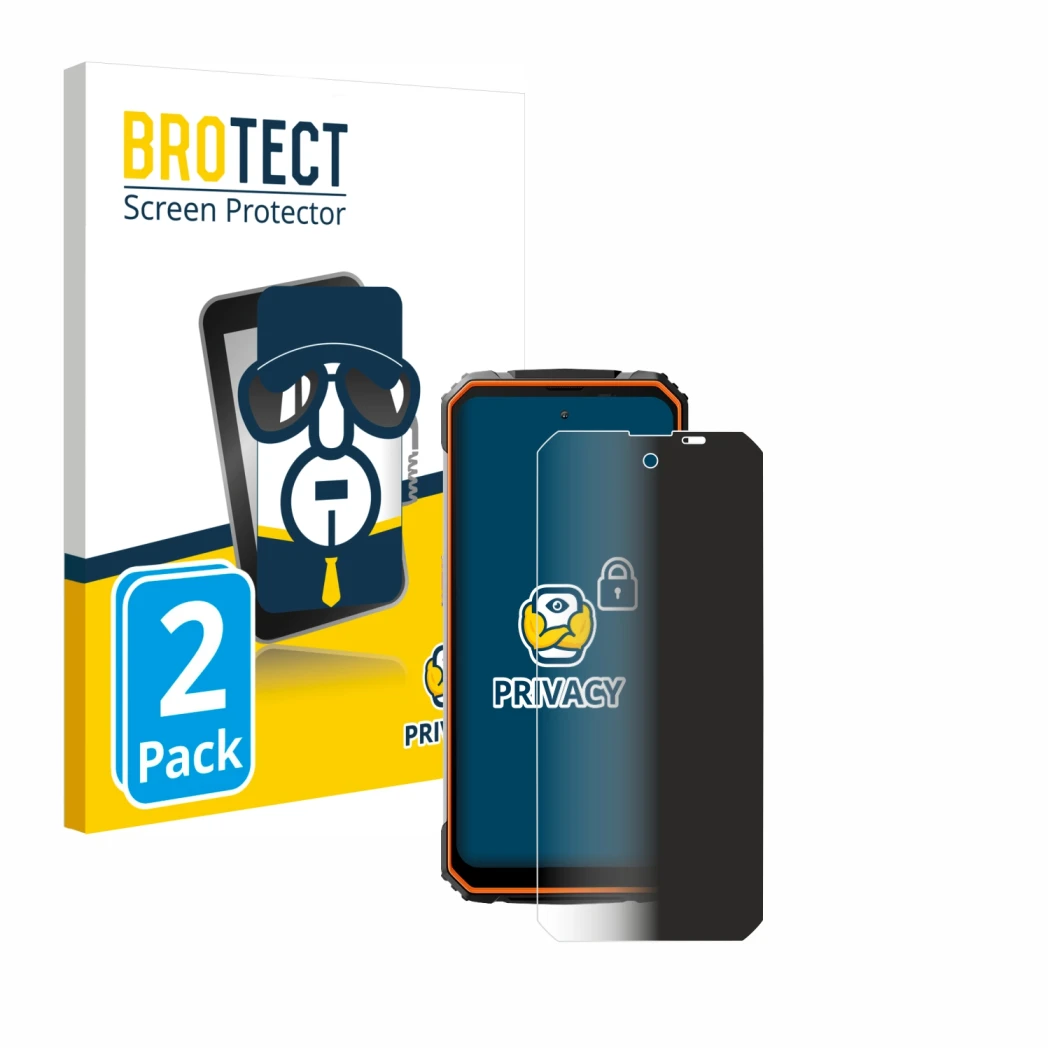 Parte frontale di una confezione del prodotto con il logo del marchio BROTECT. Accanto è raffigurato il dispositivo Blackview 
