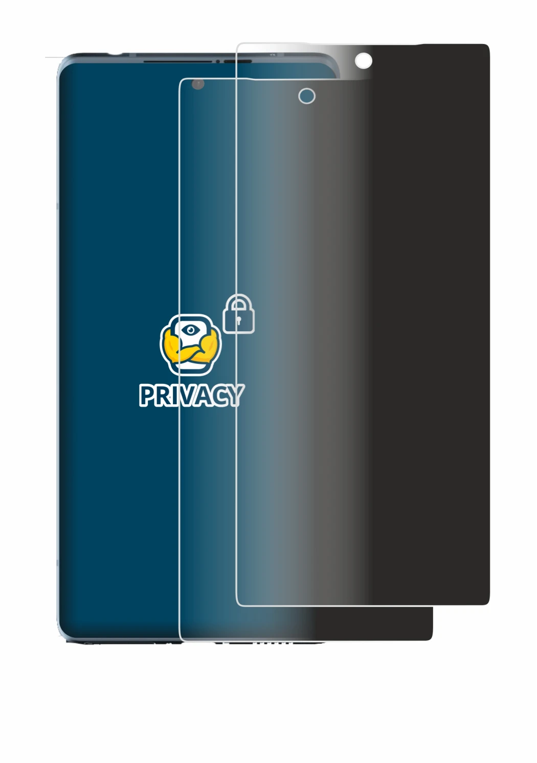 Immagine del dispositivo HTC U24 Pro con un'ampia varietà di protezioni per lo schermo.
