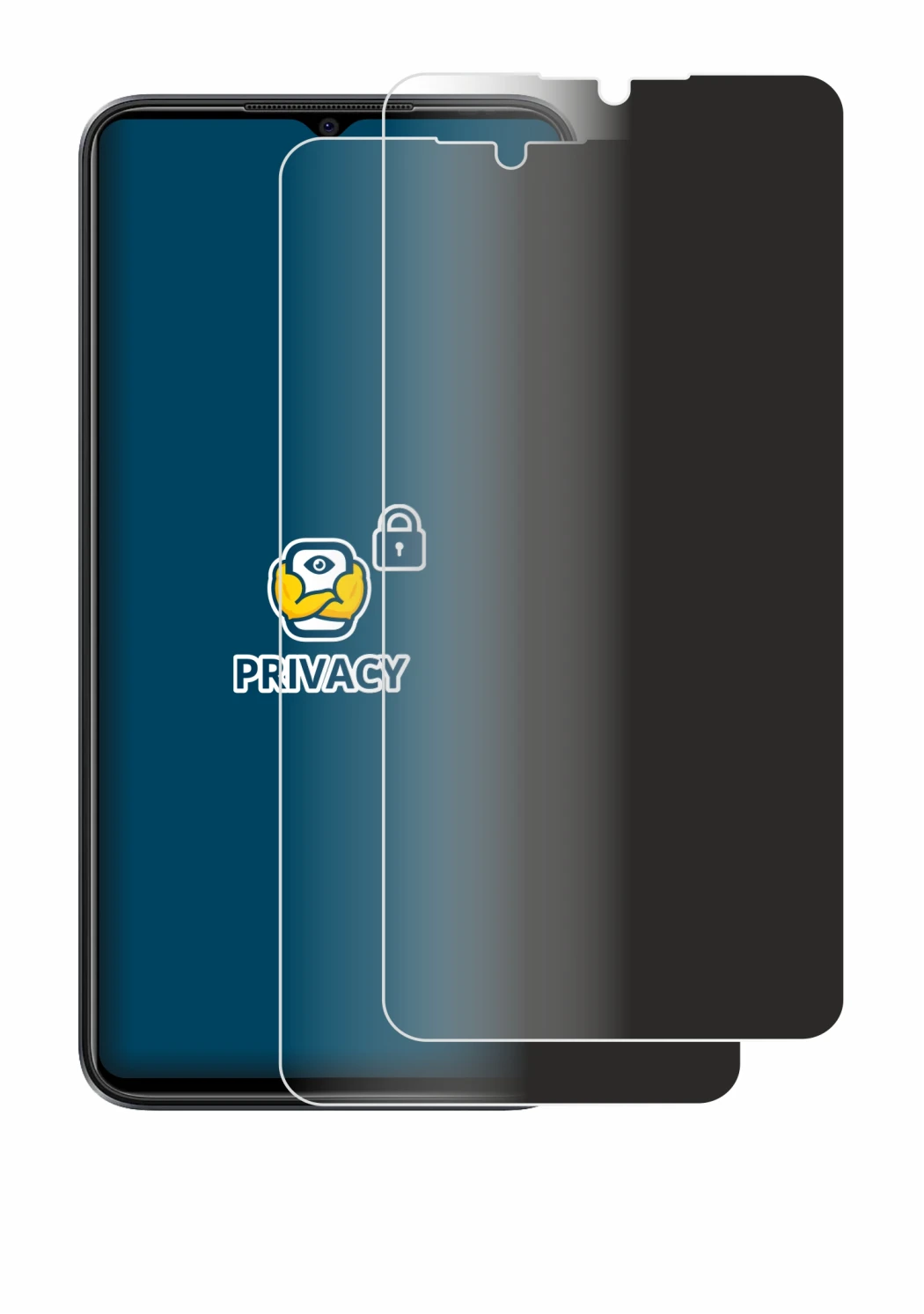 Immagine del dispositivo ZTE Blade A54 con un'ampia varietà di protezioni per lo schermo.