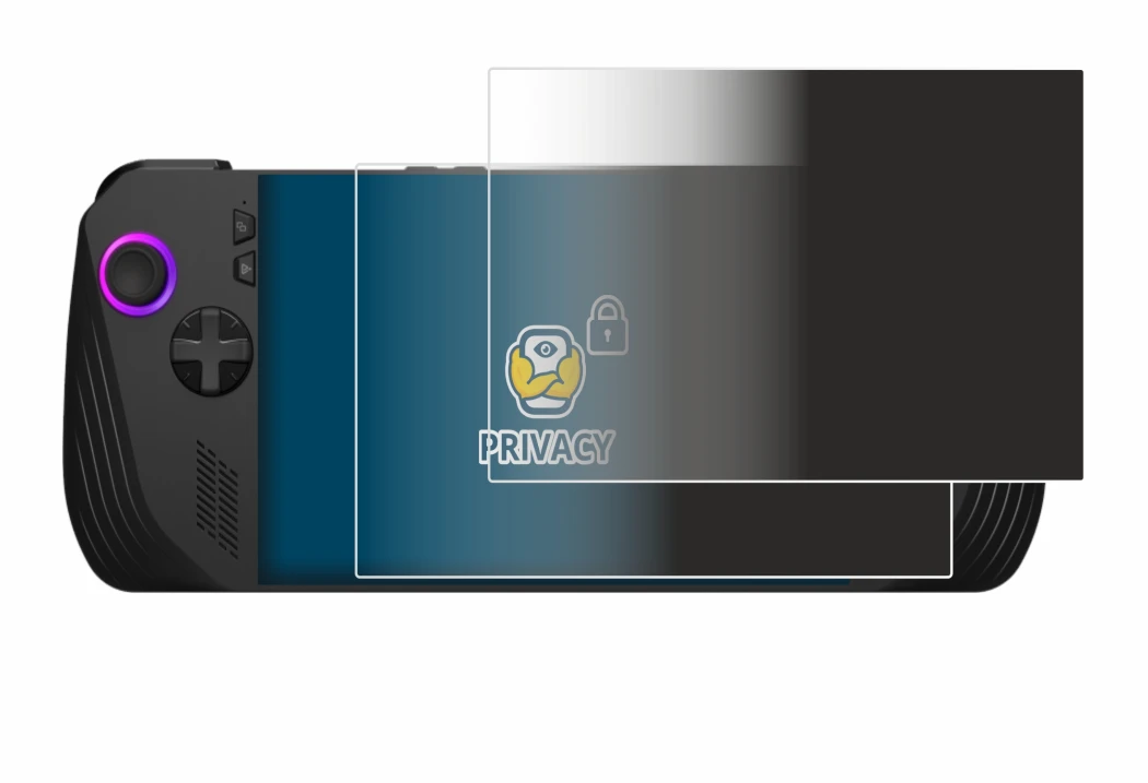 Immagine del dispositivo ASUS ROG Ally X (2024) con un'ampia varietà di protezioni per lo schermo.