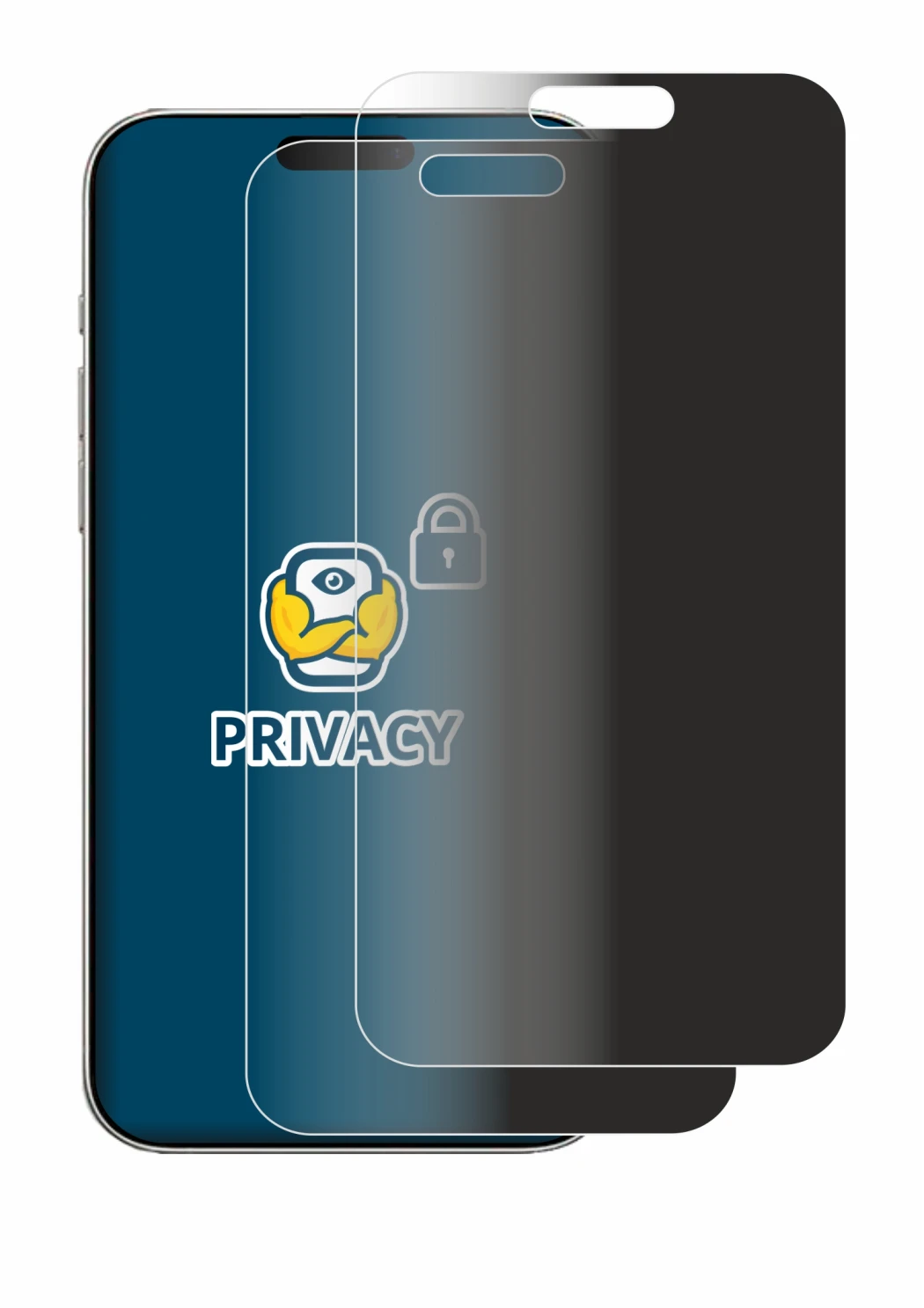 Immagine del dispositivo Apple iPhone 16 Pro con un'ampia varietà di protezioni per lo schermo.