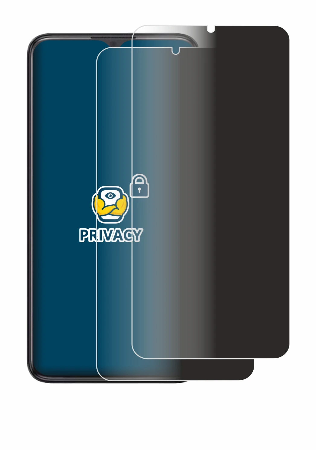 Immagine del dispositivo ZTE Blade A34 con un'ampia varietà di protezioni per lo schermo.