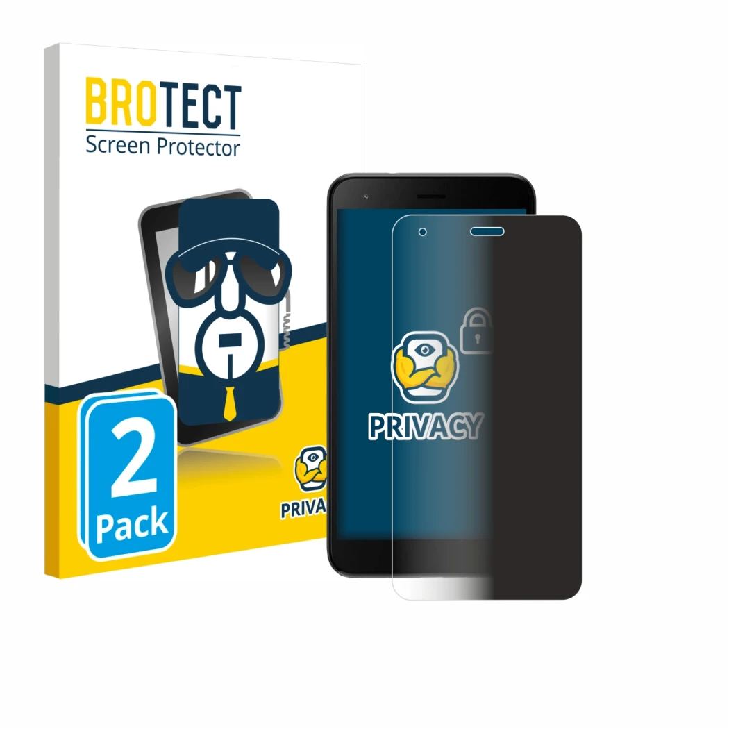 Parte frontale di una confezione del prodotto con il logo del marchio BROTECT. Accanto è raffigurato il dispositivo ZTE Blade