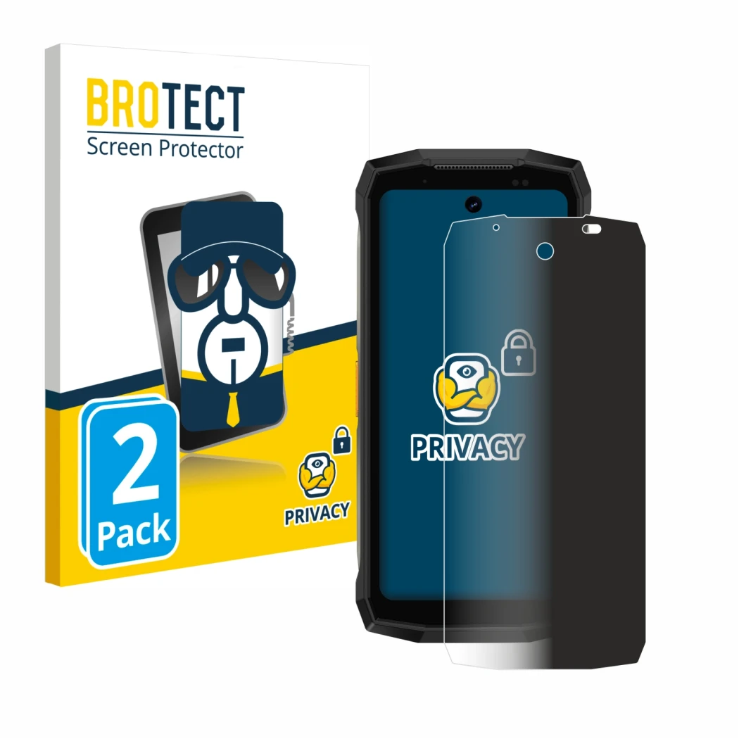 Parte frontale di una confezione del prodotto con il logo del marchio BROTECT. Accanto è raffigurato il dispositivo Ulefone Ar