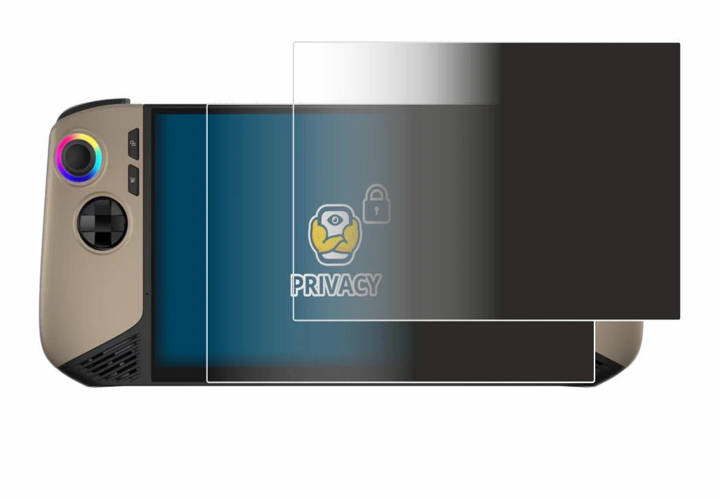Immagine del dispositivo MSI Claw 8 AI+ con un'ampia varietà di protezioni per lo schermo.
