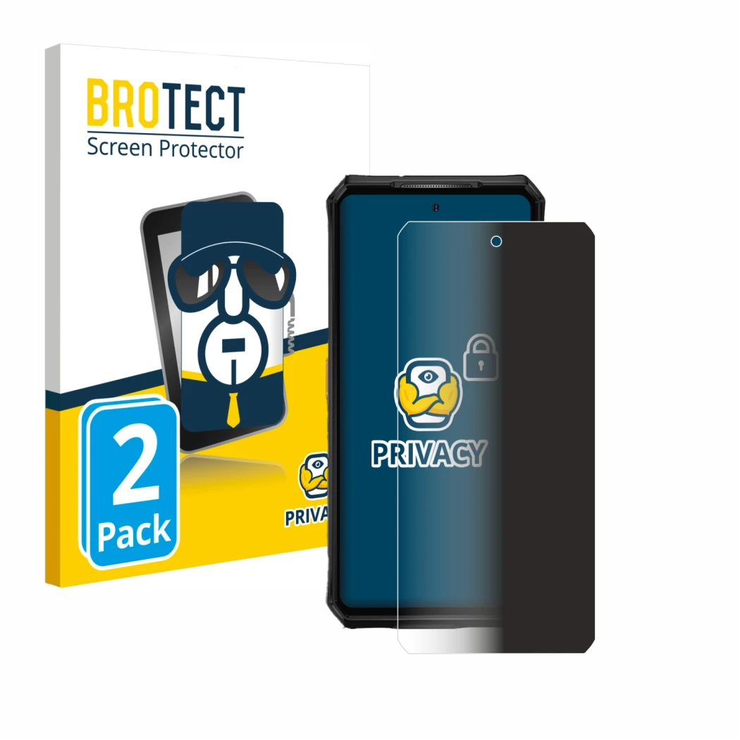 Parte frontale di una confezione del prodotto con il logo del marchio BROTECT. Accanto è raffigurato il dispositivo Ulefone Ar