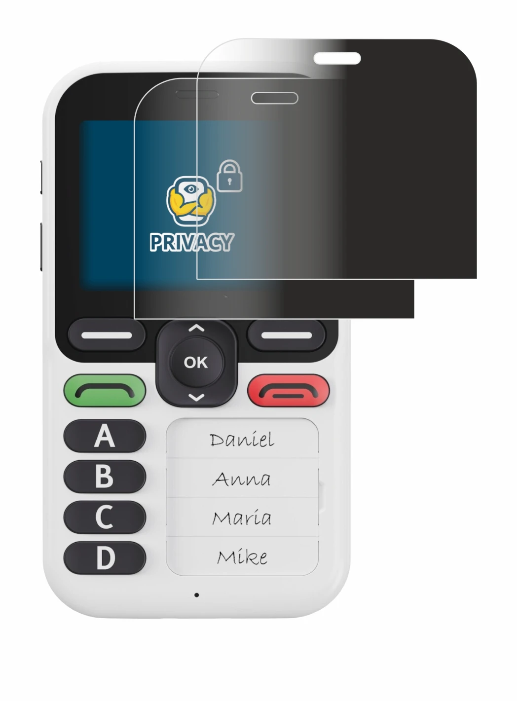 Immagine del dispositivo Doro Leva X10 con un'ampia varietà di protezioni per lo schermo.
