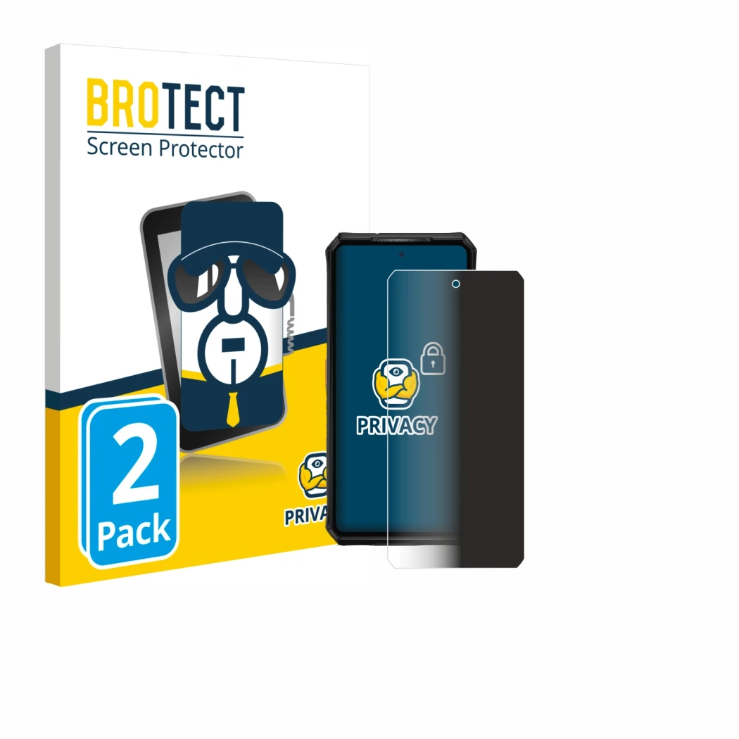 Parte frontale di una confezione del prodotto con il logo del marchio BROTECT. Accanto è raffigurato il dispositivo Ulefone Ar
