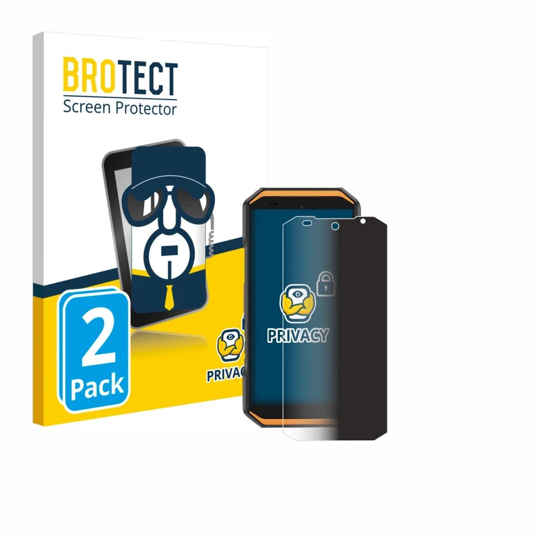 Parte frontale di una confezione del prodotto con il logo del marchio BROTECT. Accanto è raffigurato il dispositivo Ulefone Ar