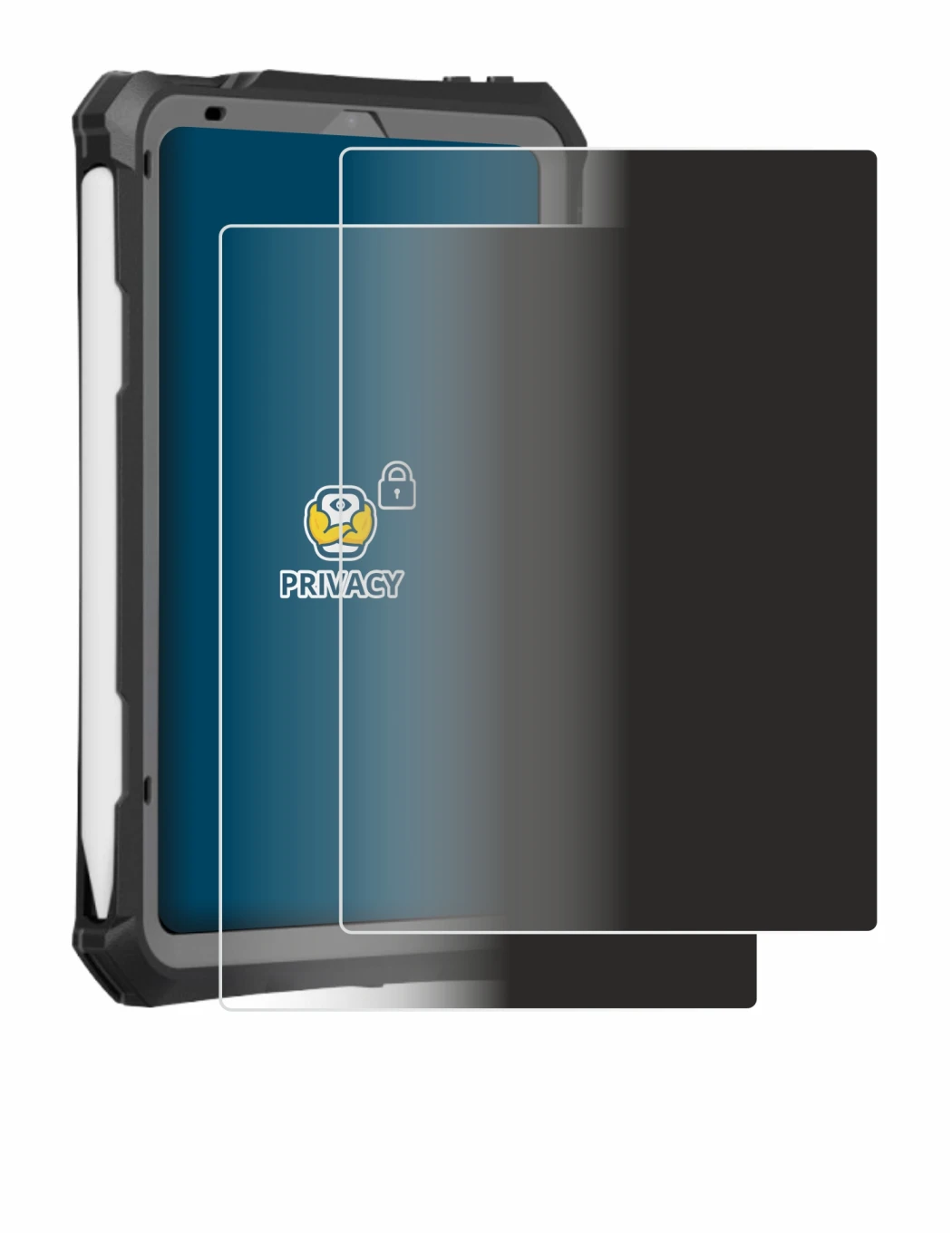 Immagine del dispositivo Apple iPad Mini 7 2024 (case-friendly) con un'ampia varietà di protezioni per lo schermo.