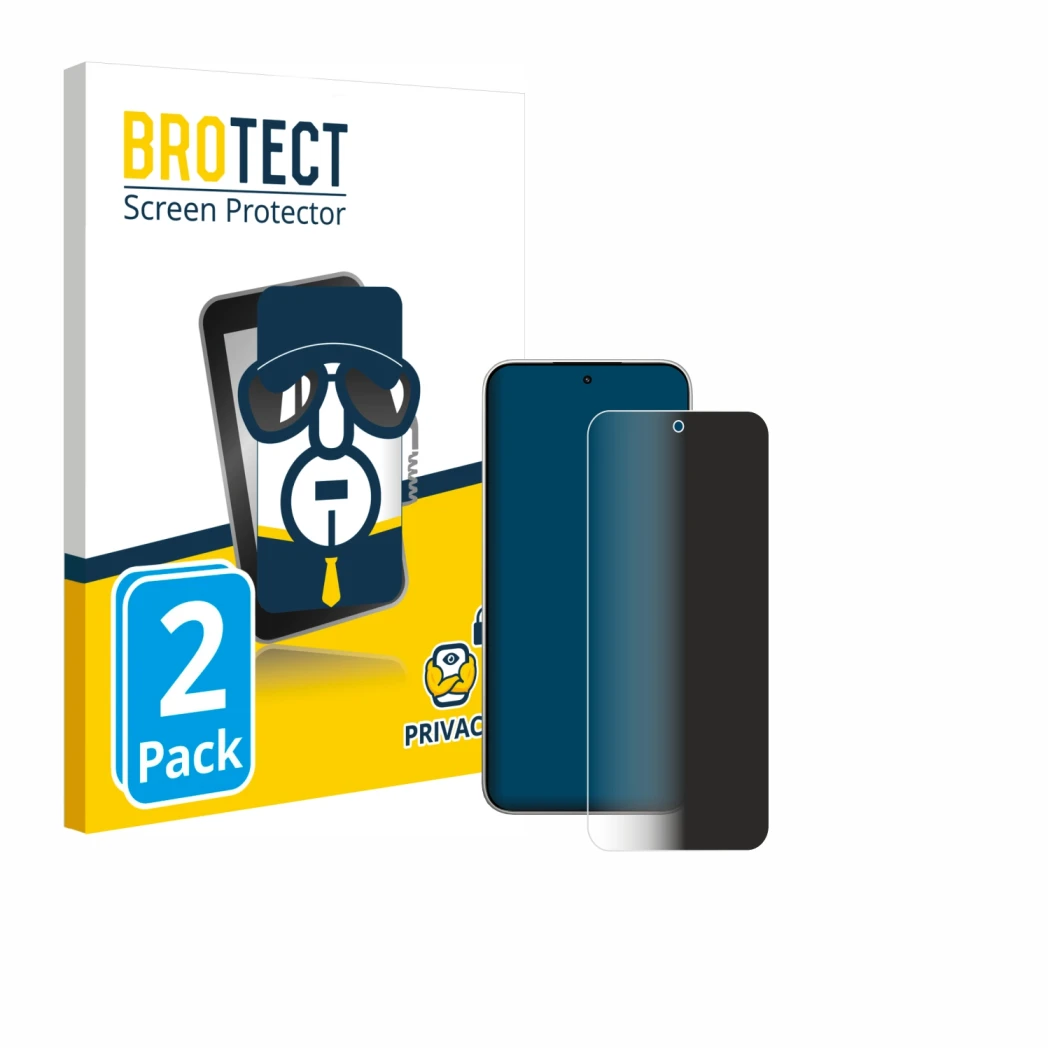 Parte frontale di una confezione del prodotto con il logo del marchio BROTECT. Accanto è raffigurato il dispositivo Xiaomi 15T