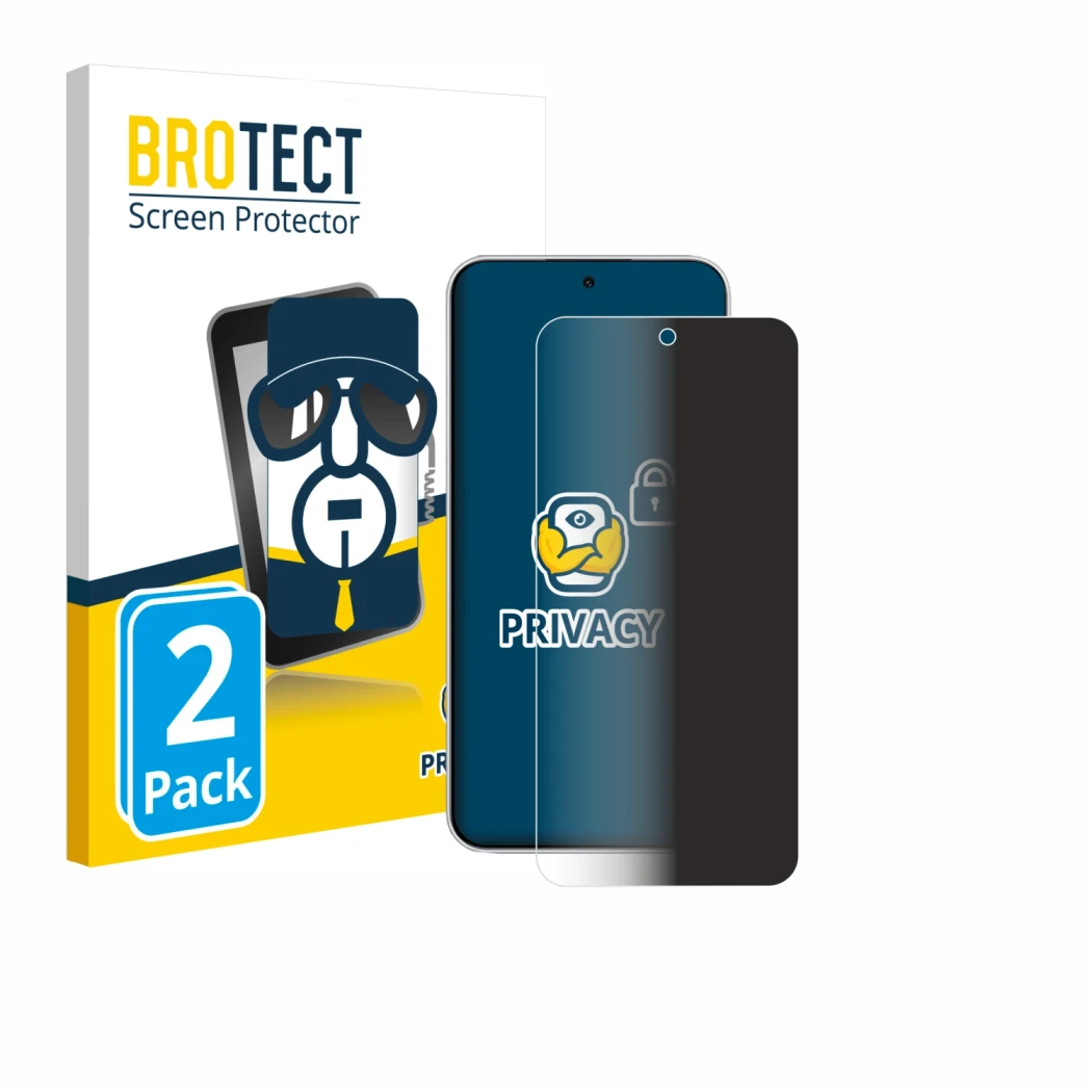 Parte frontale di una confezione del prodotto con il logo del marchio BROTECT. Accanto è raffigurato il dispositivo Xiaomi Red