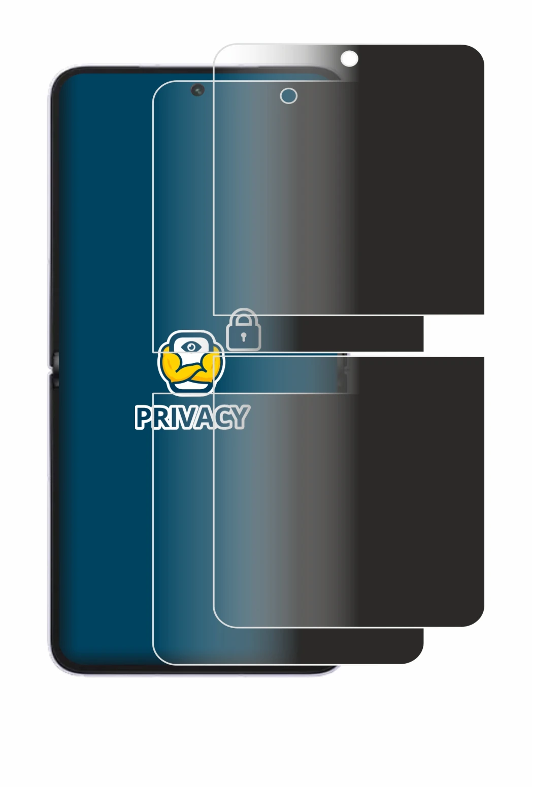 Immagine del dispositivo Honor Magic V Flip 2 con un'ampia varietà di protezioni per lo schermo.