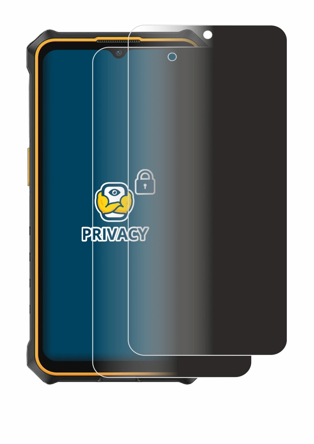 Immagine del dispositivo Ulefone RugKing 3 Pro con un'ampia varietà di protezioni per lo schermo.