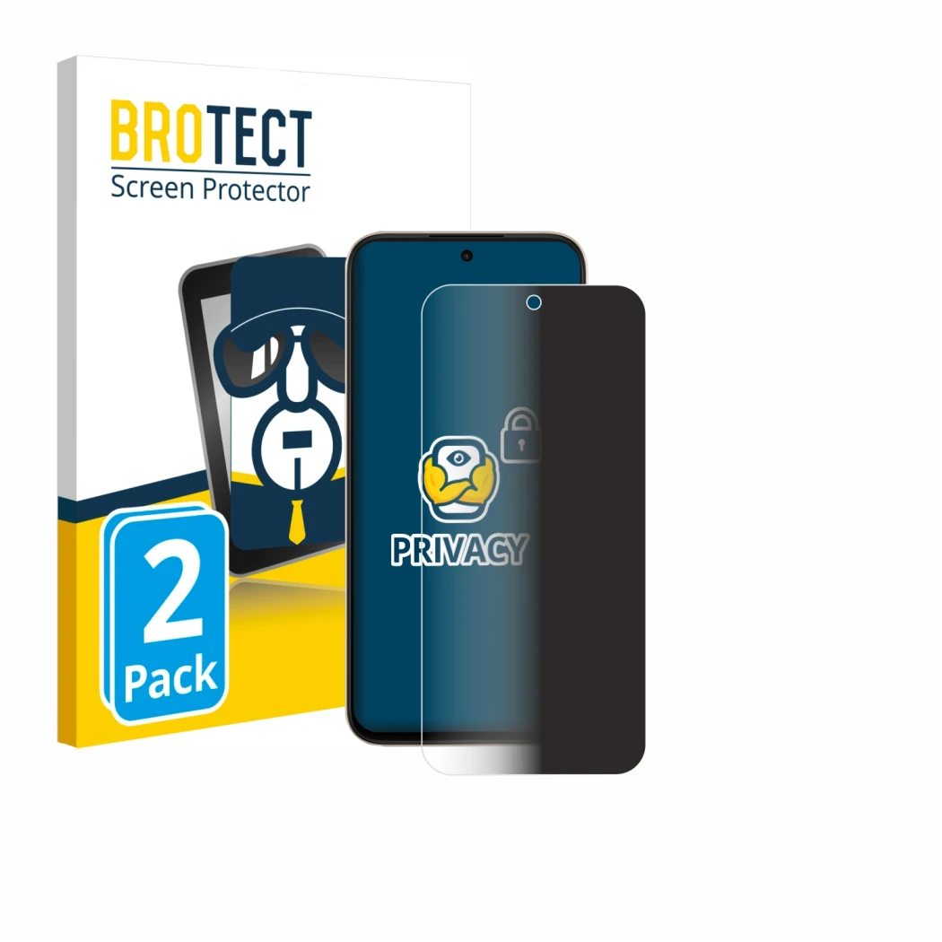 Parte frontale di una confezione del prodotto con il logo del marchio BROTECT. Accanto è raffigurato il dispositivo Oppo A6t c